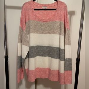 Chic Soul pink color-block striped sweater